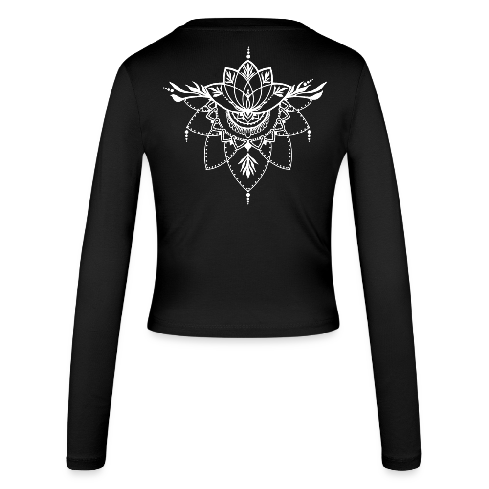 Frauen Slim Fit Langarmshirt "Henna White" - Schwarz