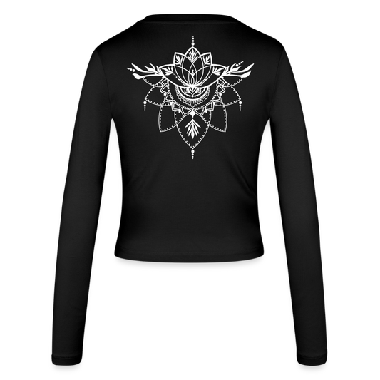 Frauen Slim Fit Langarmshirt "Henna White" - Schwarz