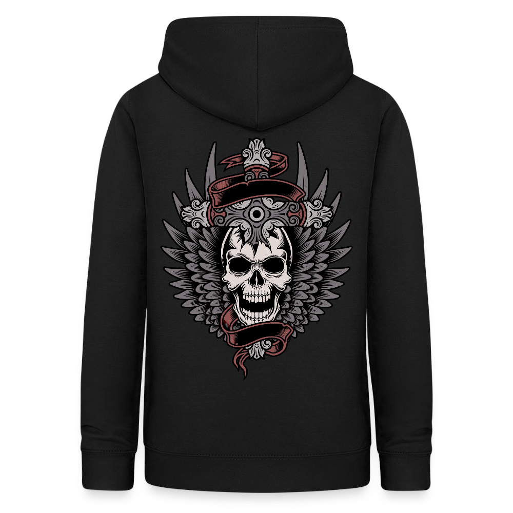 Frauen Hoodie "Totenkopf-Schwert" - Schwarz