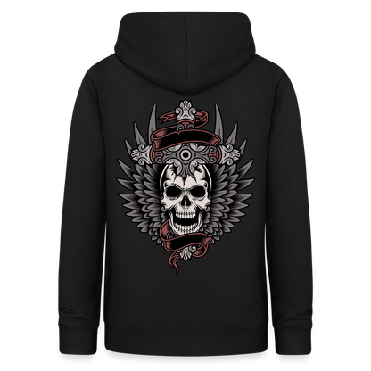 Frauen Hoodie "Totenkopf-Schwert" - Schwarz