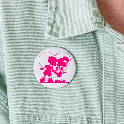 Buttons 56 mm (5er Pack) "Kinderliebe" - mit Customizer personalisierbar - Weiß