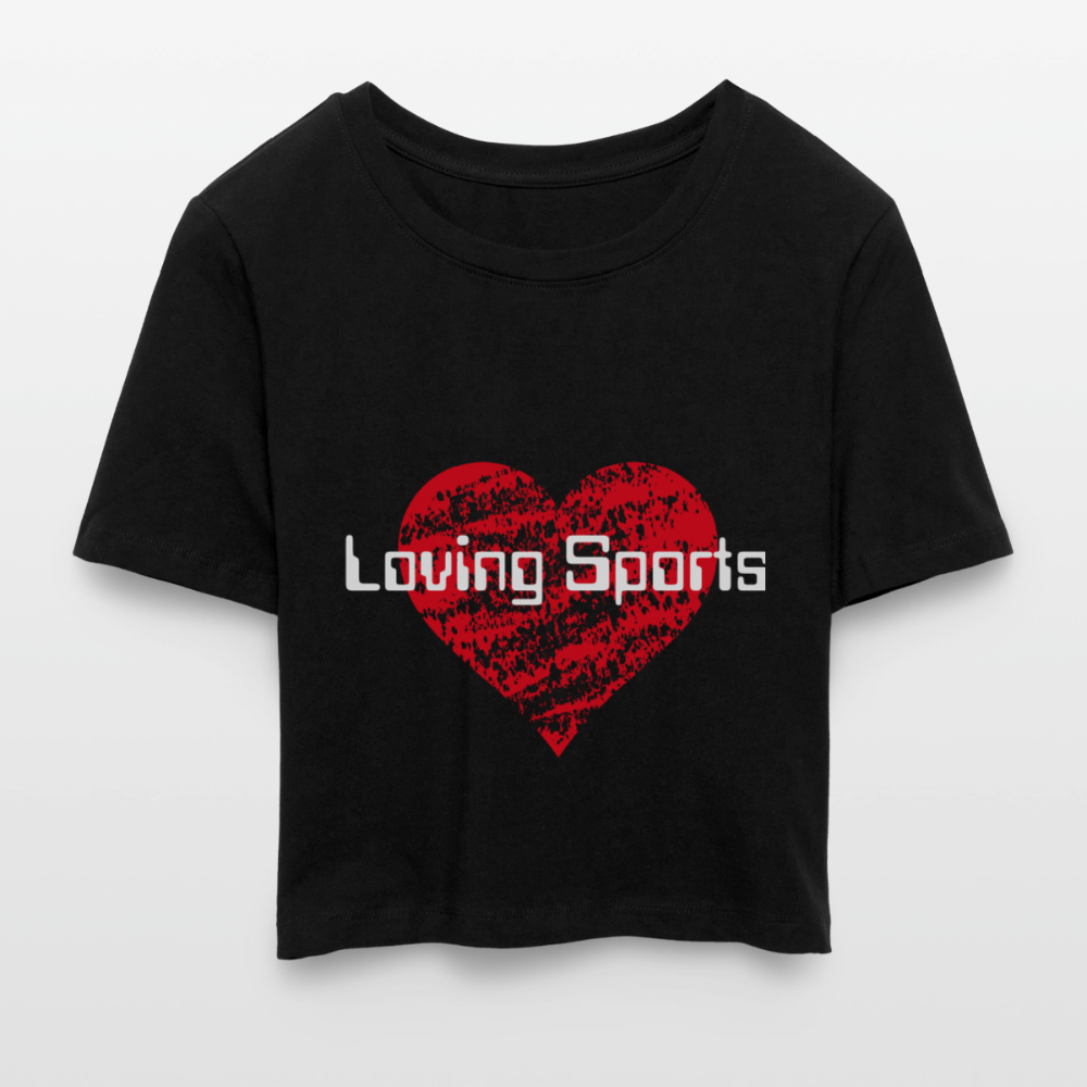 Cropped T-Shirt Damen "Loving Sports" - Schwarz