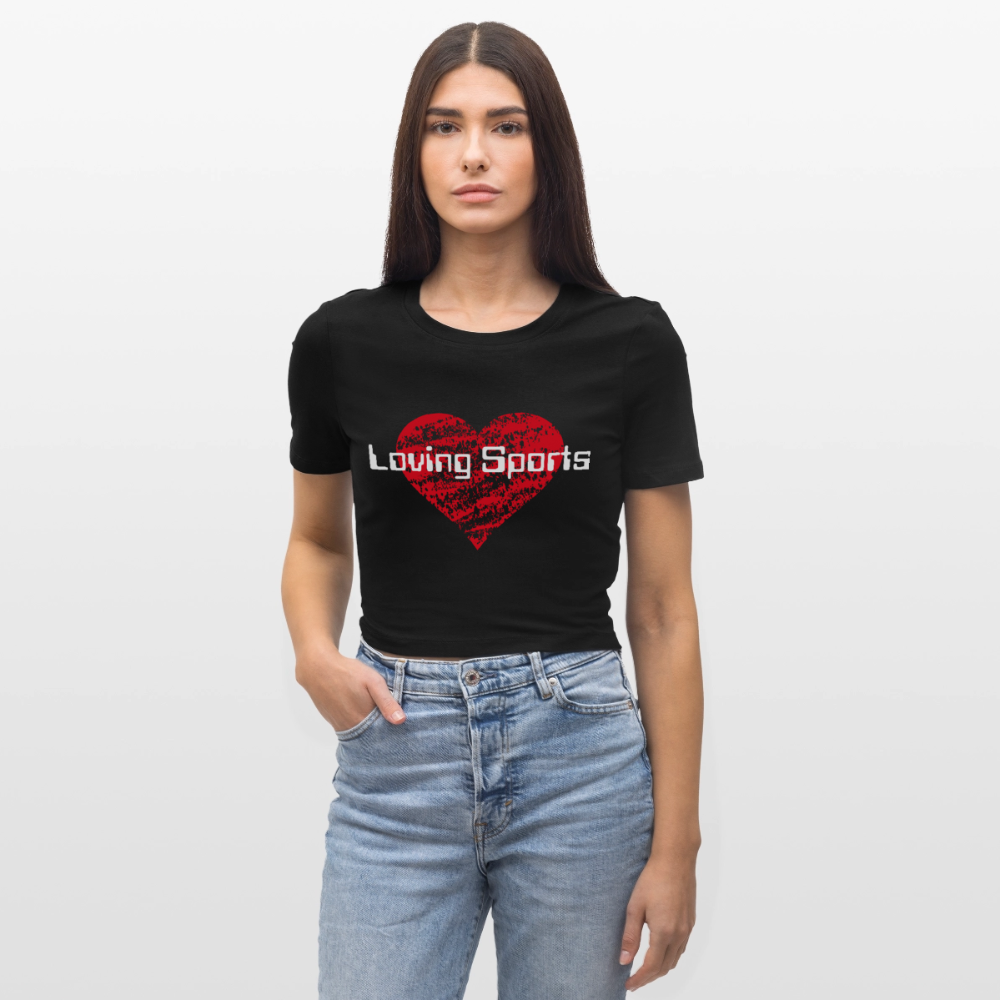 Cropped T-Shirt Damen "Loving Sports" - Schwarz