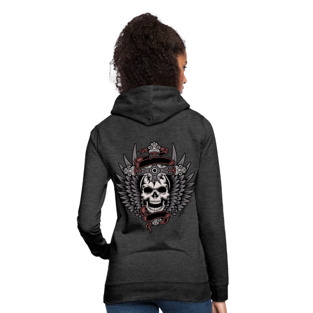 Frauen Hoodie "Totenkopf-Schwert" - Anthrazit