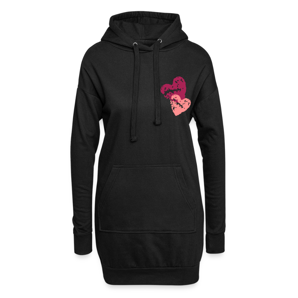 Hoodie-Kleid "Zwei Herzen" - Schwarz