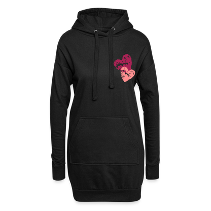 Hoodie-Kleid "Zwei Herzen" - Schwarz
