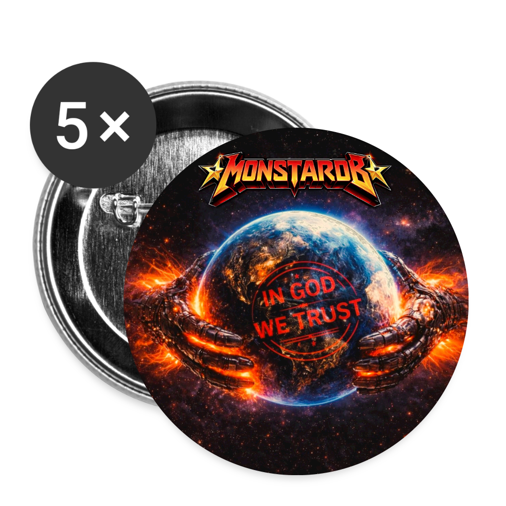 Buttons 25 mm (5er Pack) "In God we trust" - Weiß