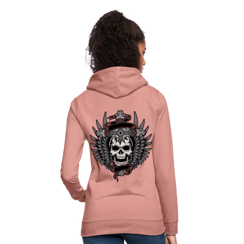 Frauen Hoodie "Totenkopf-Schwert" - Altrosa