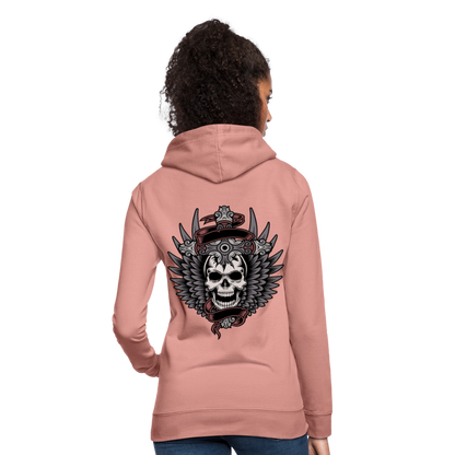 Frauen Hoodie "Totenkopf-Schwert" - Altrosa