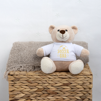 Maskottchen Teddy "Soccer Girl" - Weiß