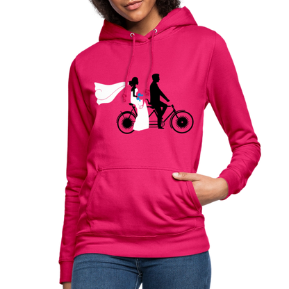 Hoodie Damen "Hochzeitsfahrrad" - mit Customizer personalisierbar - dunkles Pink
